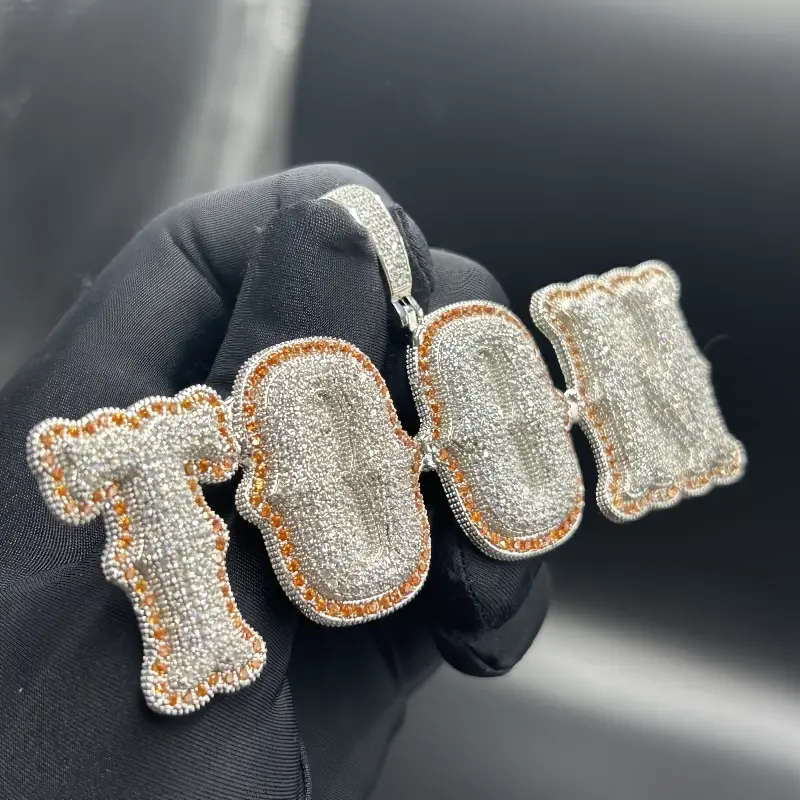 Custom Drip Letter Pendant – Personalized Hip-Hop Necklace with LuxGlow™ Stones