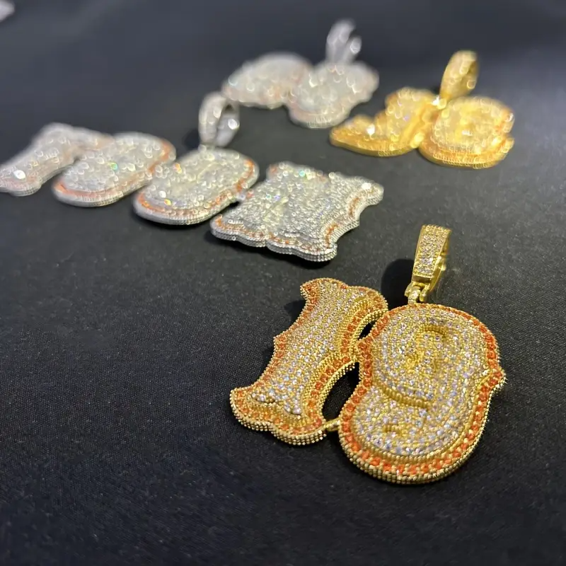Custom Drip Letter Pendant – Personalized Hip-Hop Necklace with LuxGlow™ Stones