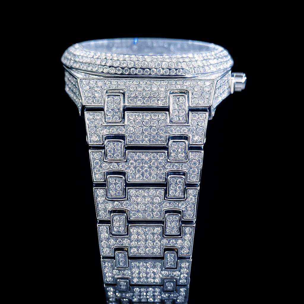 32mm Iced-Out Watches – LUXGlow Stone. Hip-Hop Wrist Watch