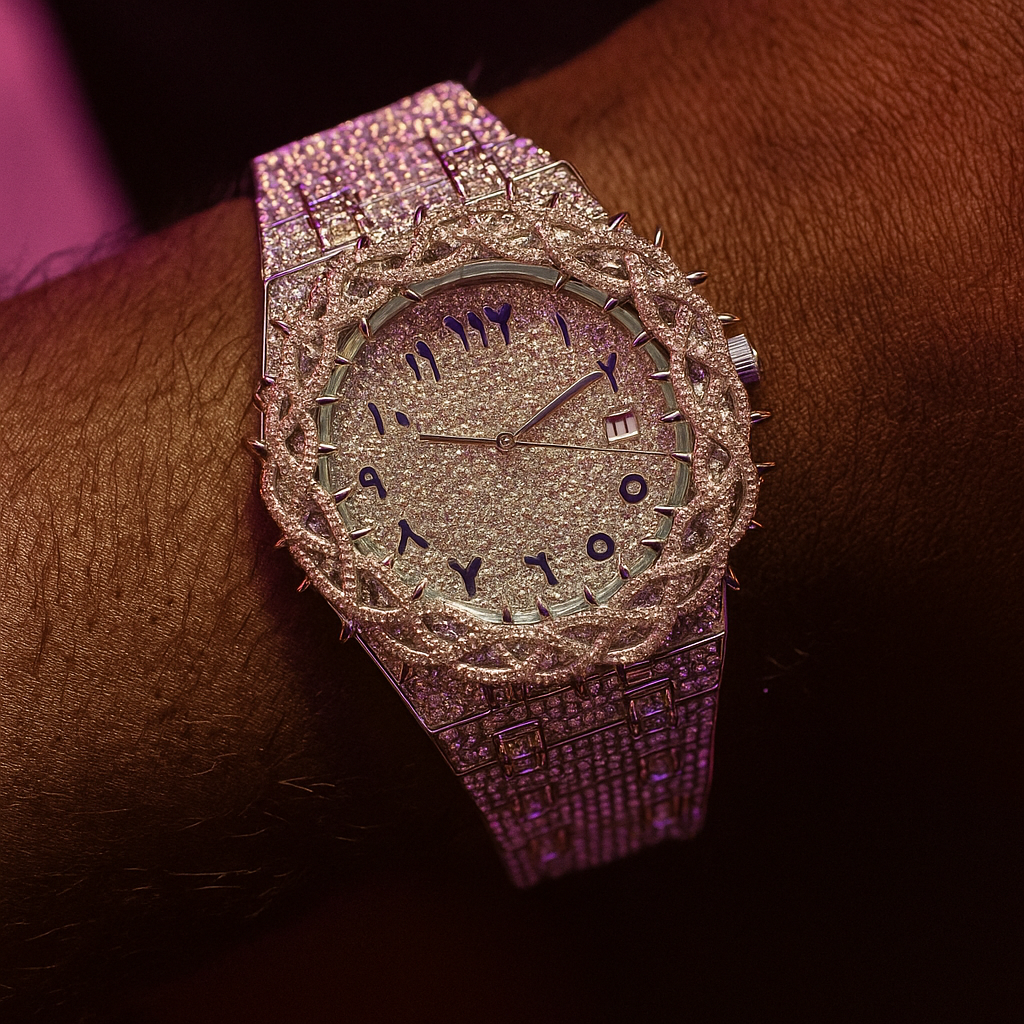 Iced-Out Watch – 35mm Round Wrist Watch for Men