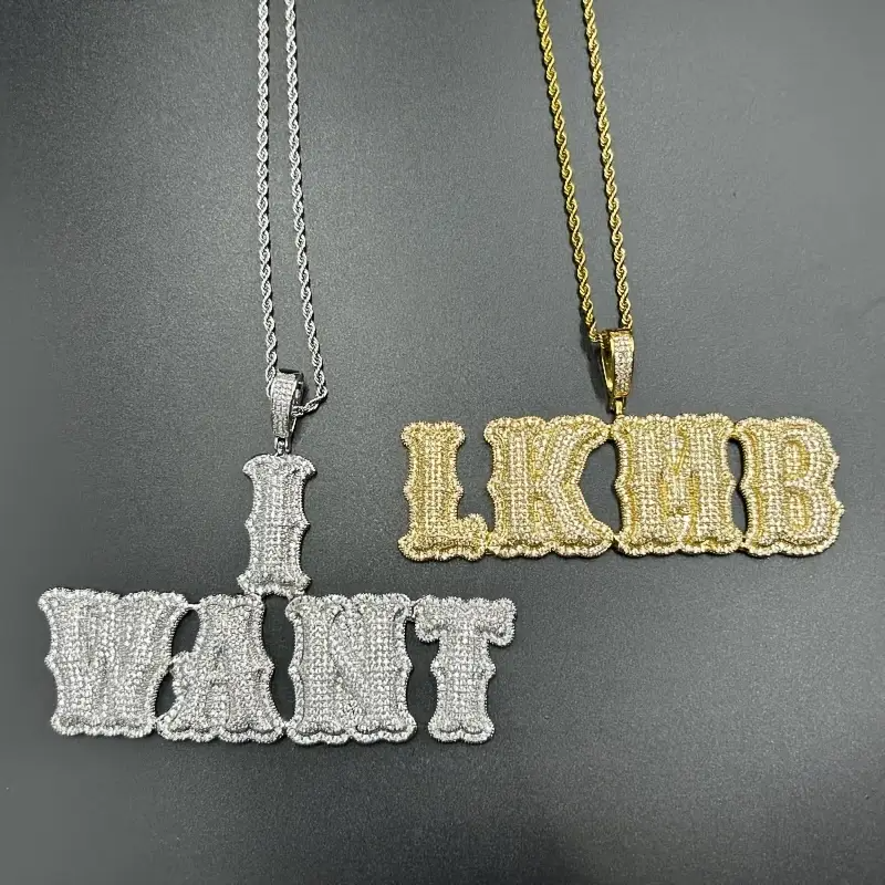 Custom Letter Pendant – Personalized Hip-Hop Necklace with LuxGlow™ Stones
