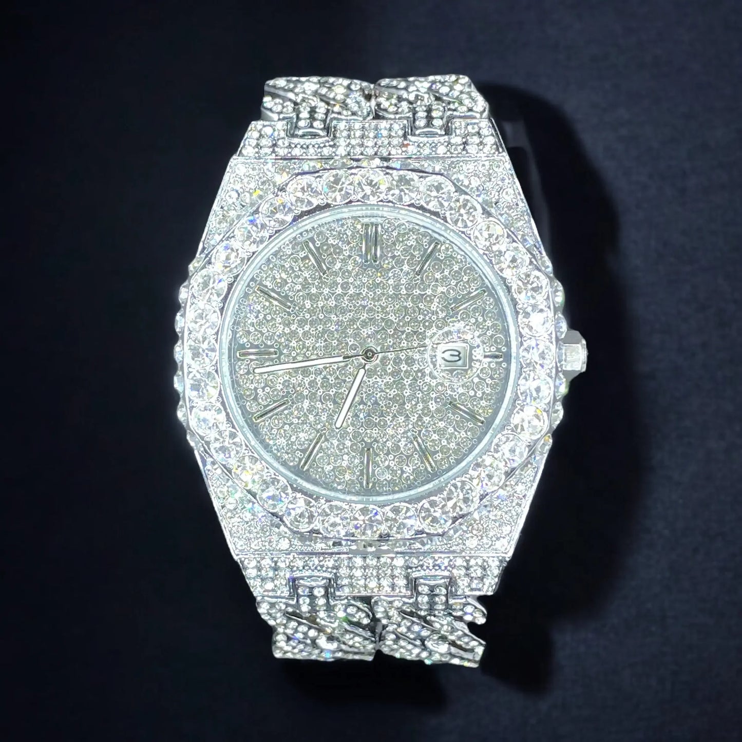 32mm Iced-Out Watches – LUXGlow Stone. Hip-Hop Wrist Watch