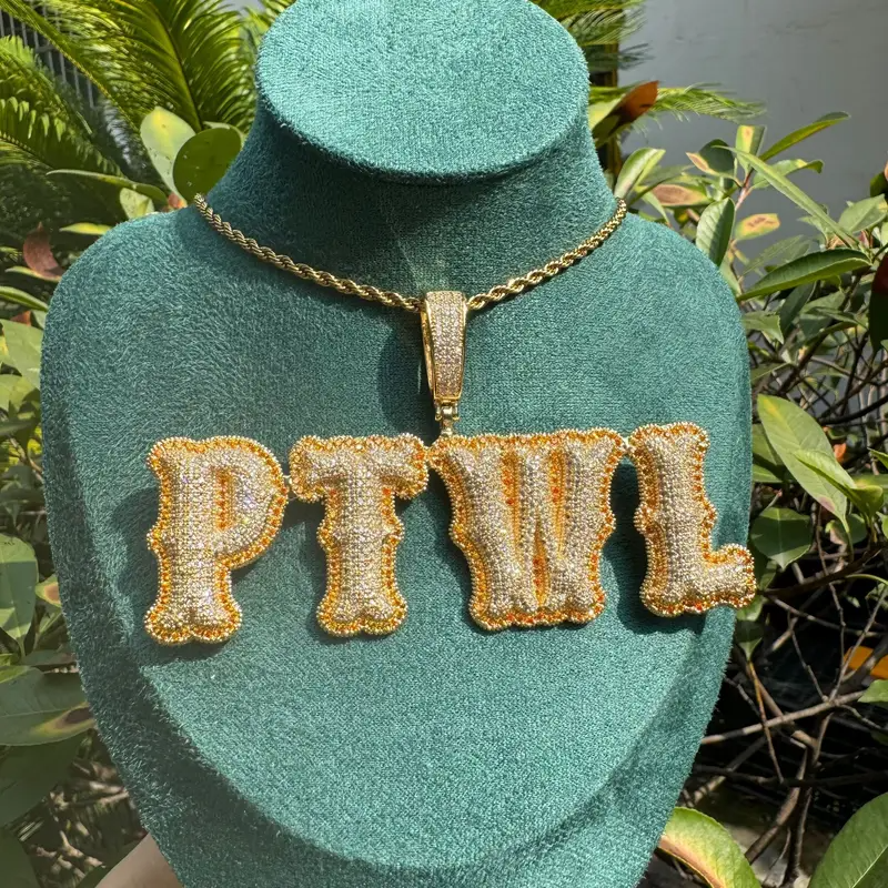 Custom Drip Letter Pendant – Personalized Hip-Hop Necklace with LuxGlow™ Stones