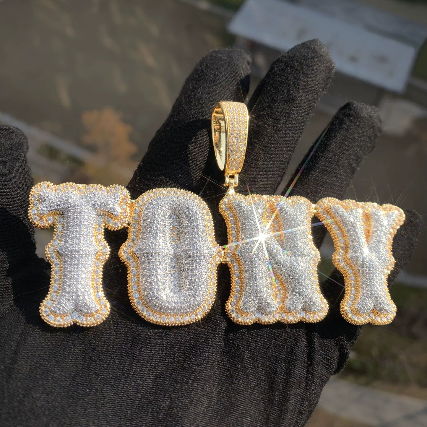 Custom Letter Pendant – Personalized Hip-Hop Necklace with LuxGlow™ Stones