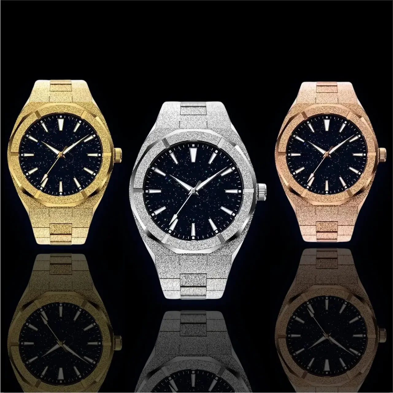 Shiny Gold Men's Watch - Men's Watch with Sparkling Accents.
