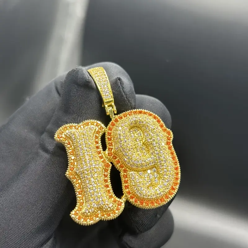 Custom Drip Letter Pendant – Personalized Hip-Hop Necklace with LuxGlow™ Stones