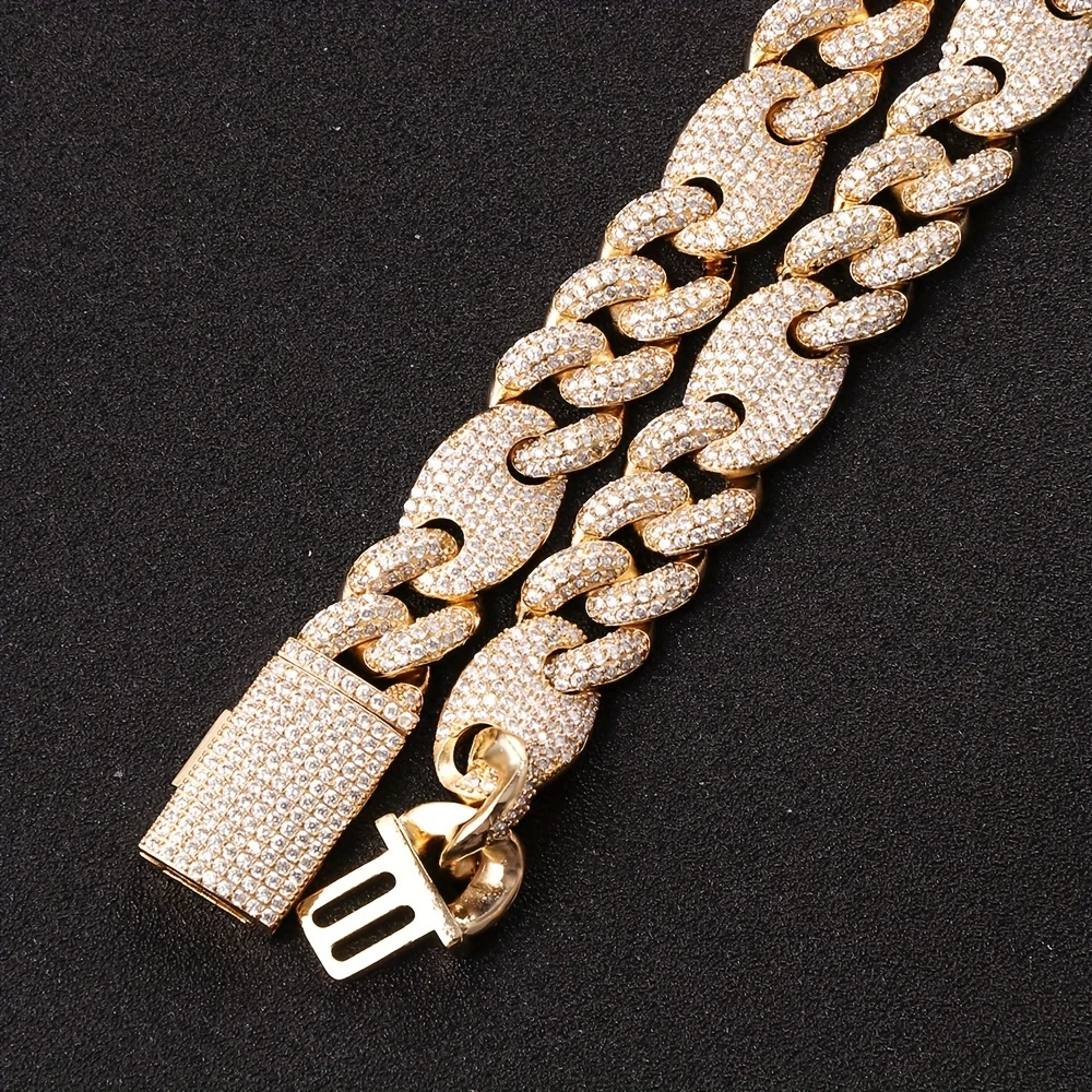 15mm Cuban Chain – Pig Nose Link Design, Iced Out Copper Jewelry.