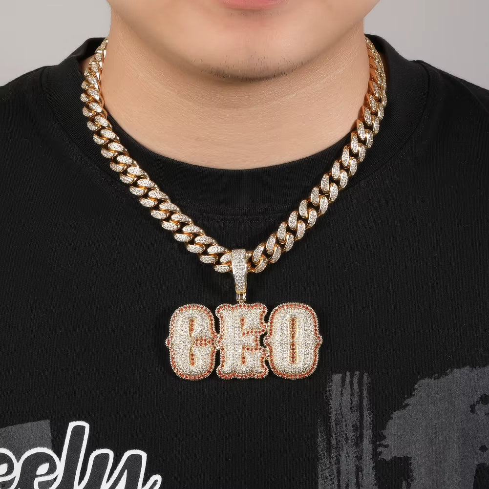 Custom Drip Letter Pendant – Personalized Hip-Hop Necklace with LuxGlow™ Stones