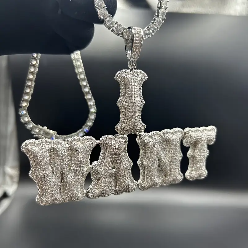 Custom Letter Pendant – Personalized Hip-Hop Necklace with LuxGlow™ Stones