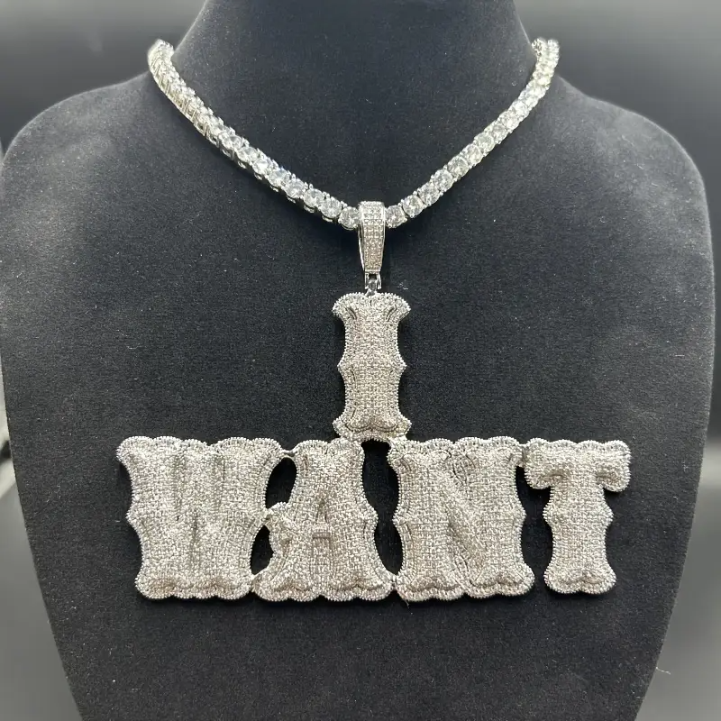 Custom Letter Pendant – Personalized Hip-Hop Necklace with LuxGlow™ Stones