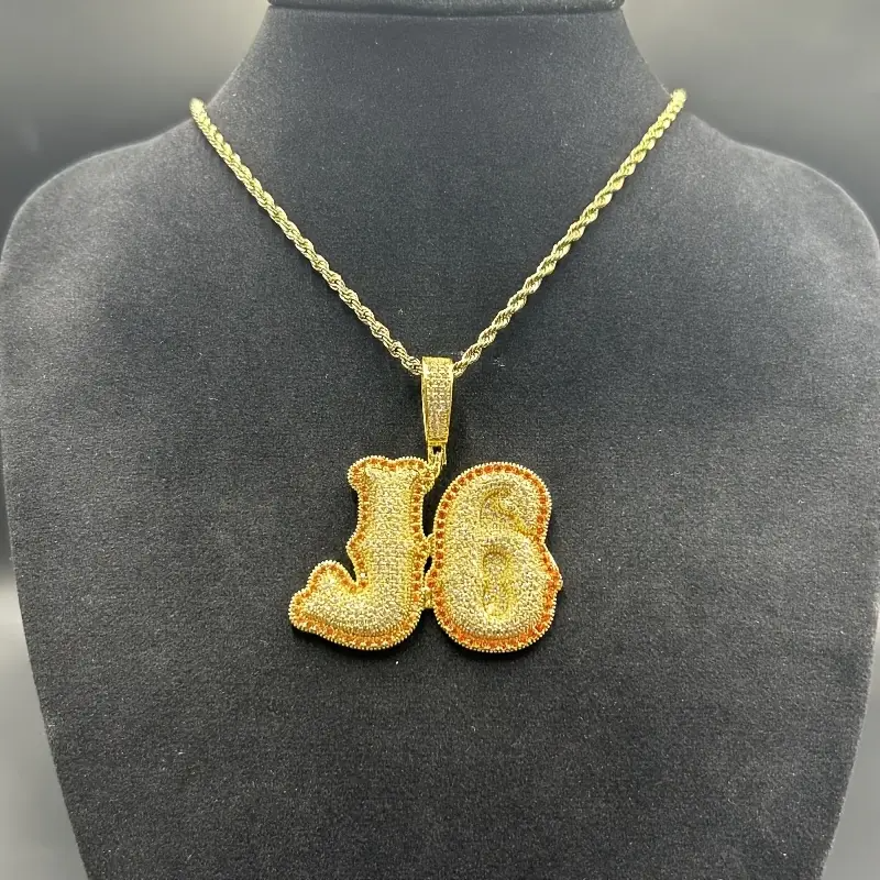 Custom Drip Letter Pendant – Personalized Hip-Hop Necklace with LuxGlow™ Stones