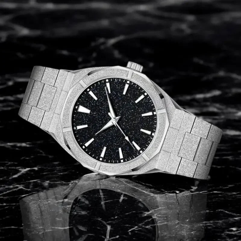 Shiny Gold Men's Watch - Men's Watch with Sparkling Accents.