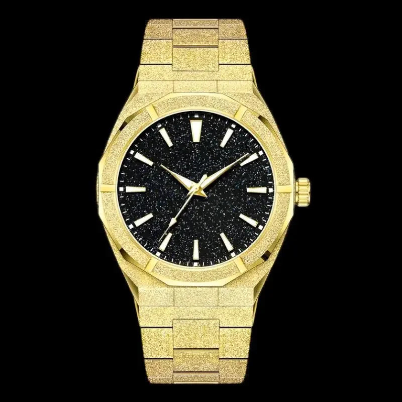 Shiny Gold Men's Watch - Men's Watch with Sparkling Accents.