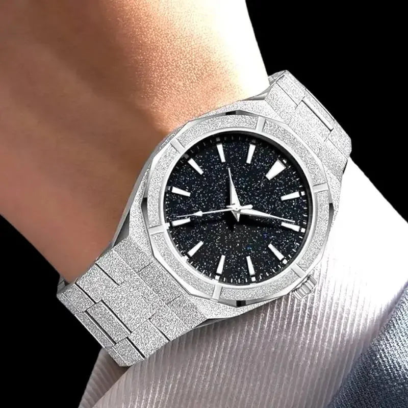 Shiny Gold Men's Watch - Men's Watch with Sparkling Accents.