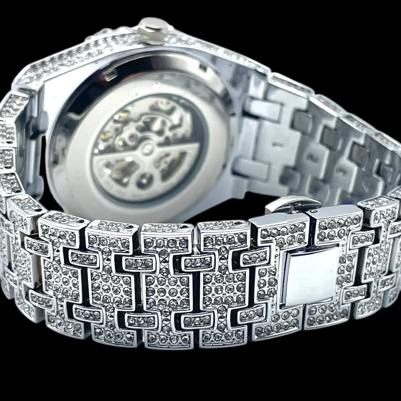 32mm Automatic Iced Watch – Skeleton Hip-Hop Timepiece