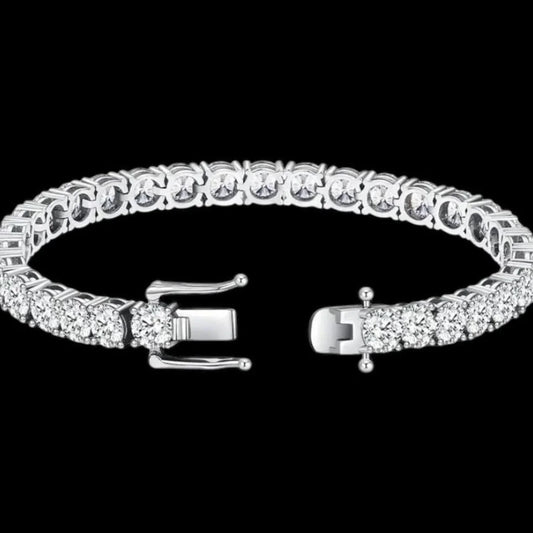 5mm Tennis Bracelet – LuxGlow™ Stones Round Cut, Unisex Chain 8in