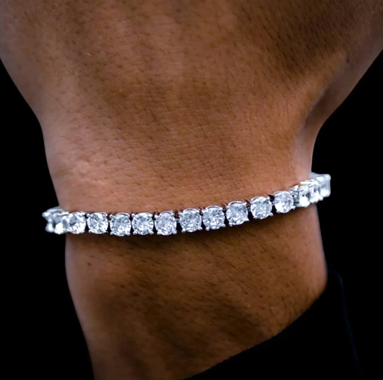 5mm Tennis Bracelet – LuxGlow™ Stones Round Cut, Unisex Chain 8in
