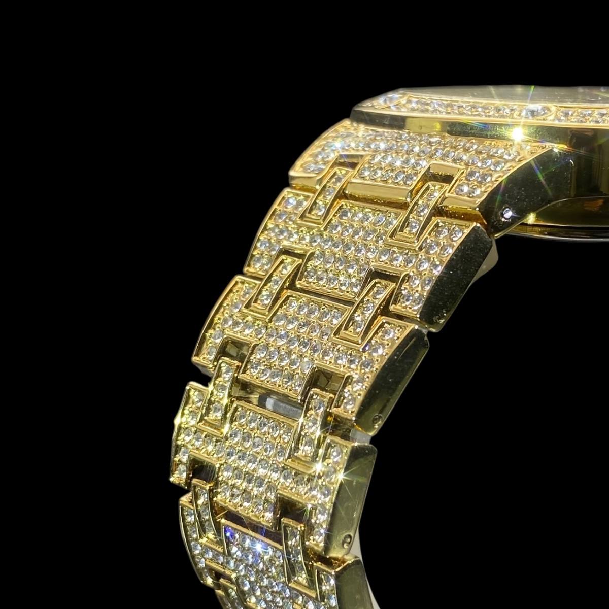 32mm Iced Out Watch for Men – LuxGlow™ Stones Square Dial Hip Hop Bling Wristwatch