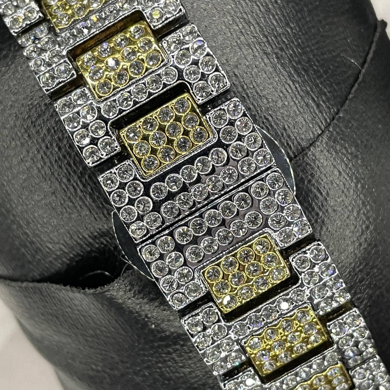 30mm Gold-Silver Iced Out Square Watch for Men – LuxGlow™ Stones Wristwatch