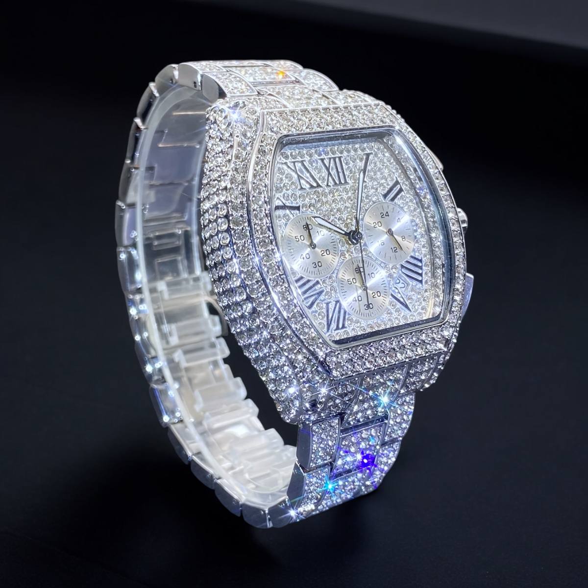 35mm Iced Out Square Watch for Men – Stainless Steel, LuxGlow™ Stones