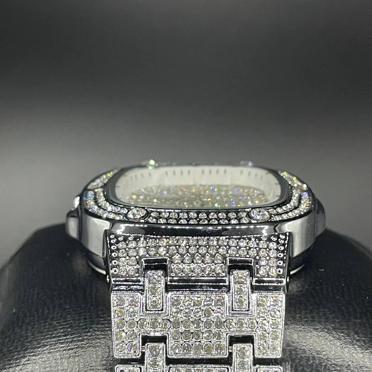 32mm Iced Out Watch for Men – LuxGlow™ Stones Square Dial Hip Hop Bling Wristwatch