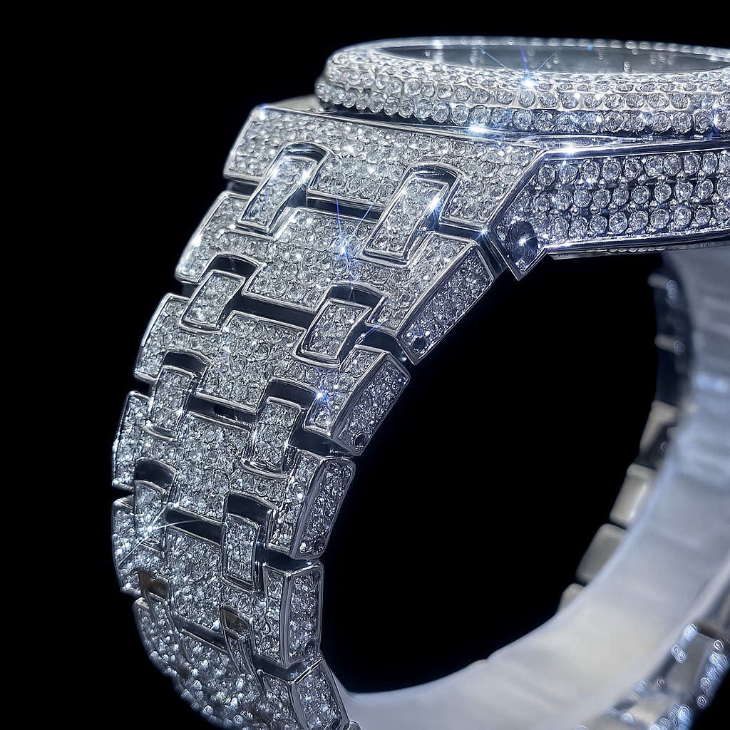 32mm Iced-Out Watches – LUXGlow Stone. Hip-Hop Wrist Watch