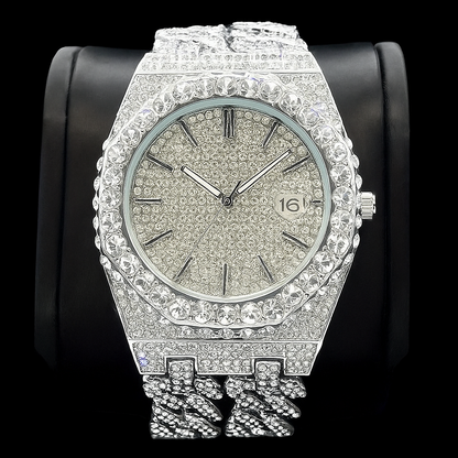 32mm Iced Out Watches. - Round Dial Hip-Hop Style Shiny Watch