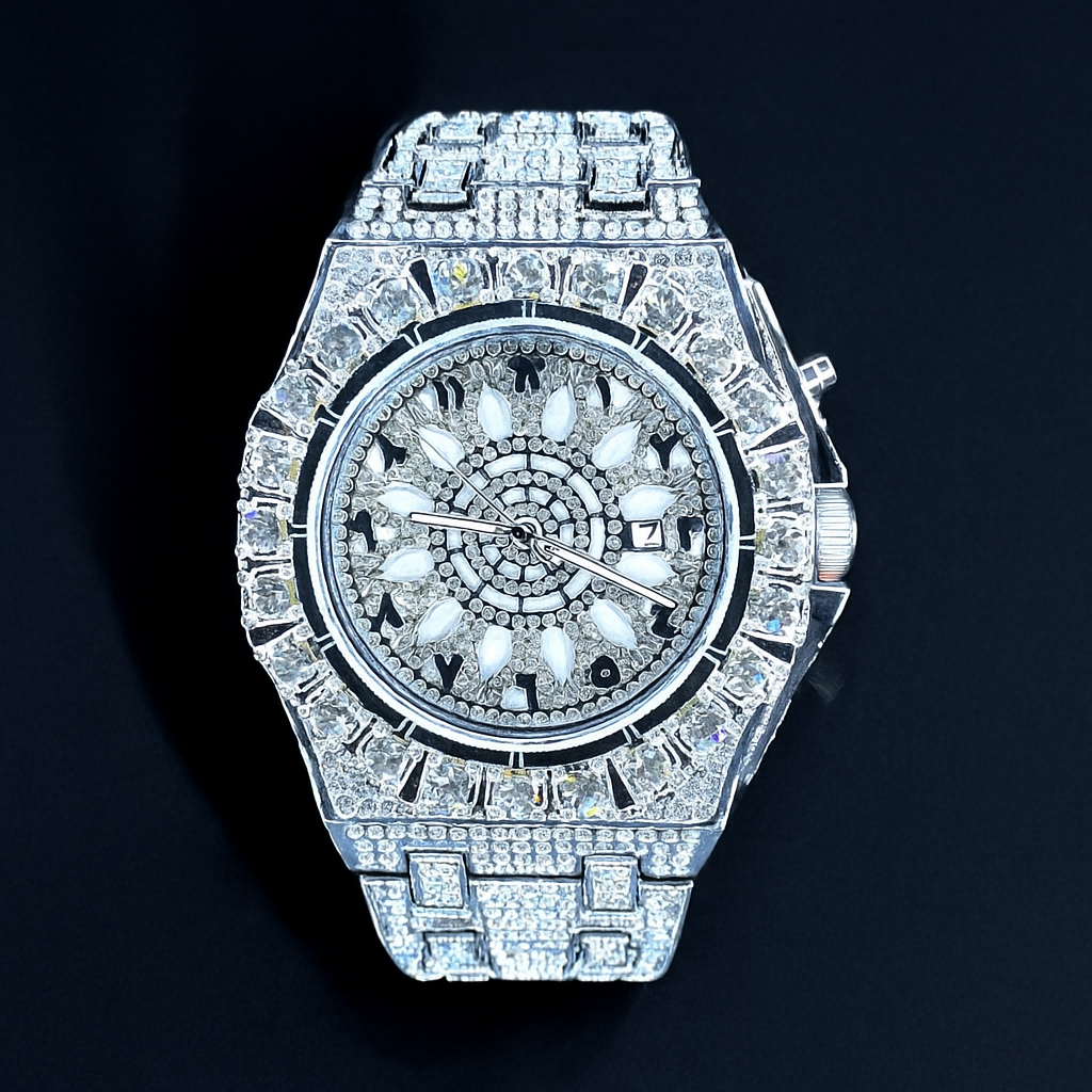 Iced Out Watch – 35mm Hip-Hop Shiny Wrist Watch + FREE GIFT