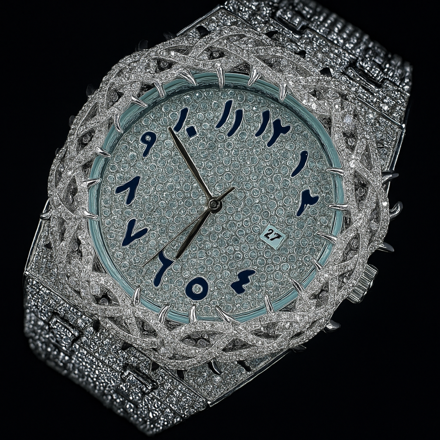 Iced-Out Watch – 35mm Round Wrist Watch for Men