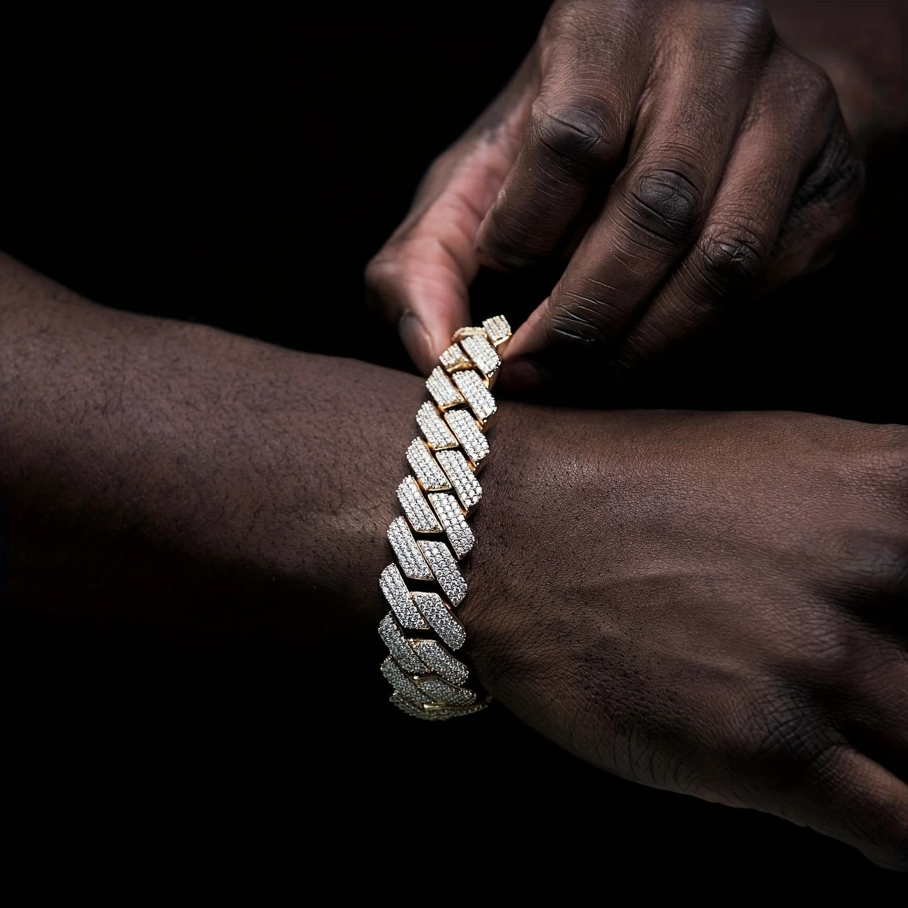 20mm Iced Out Cuban Link Bracelet – 8in Gold Plated Brass, LuxGlow™ Stones