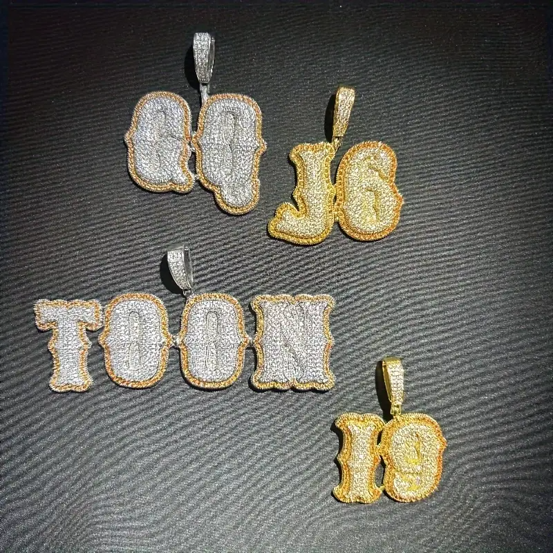 Custom Drip Letter Pendant – Personalized Hip-Hop Necklace with LuxGlow™ Stones