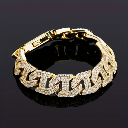 15mm G-Shaped Bracelet – 8in Gold Plated Bling with LuxGlow™ Stones