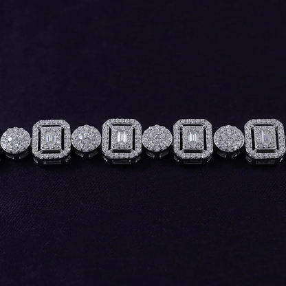 9.5mm Silver Plated Iced Bracelet. LuxGlow™ Stones – Trapezoidal Links