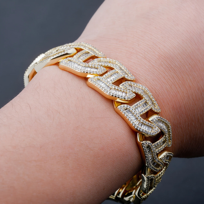 15mm G-Shaped Bracelet – 8in Gold Plated Bling with LuxGlow™ Stones