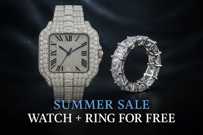 Iced-Out Watch – 35mm Square Wrist Watch for Men + FREE GIFT
