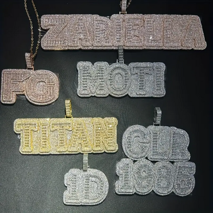 Custom Iced-Out Pendant – Personalized Hip-Hop Name Necklace with LuxGlow™ Stones