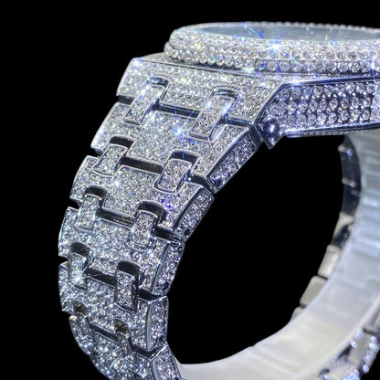 32mm Iced Out Watches. - Round Dial Hip-Hop Style Shiny Watch