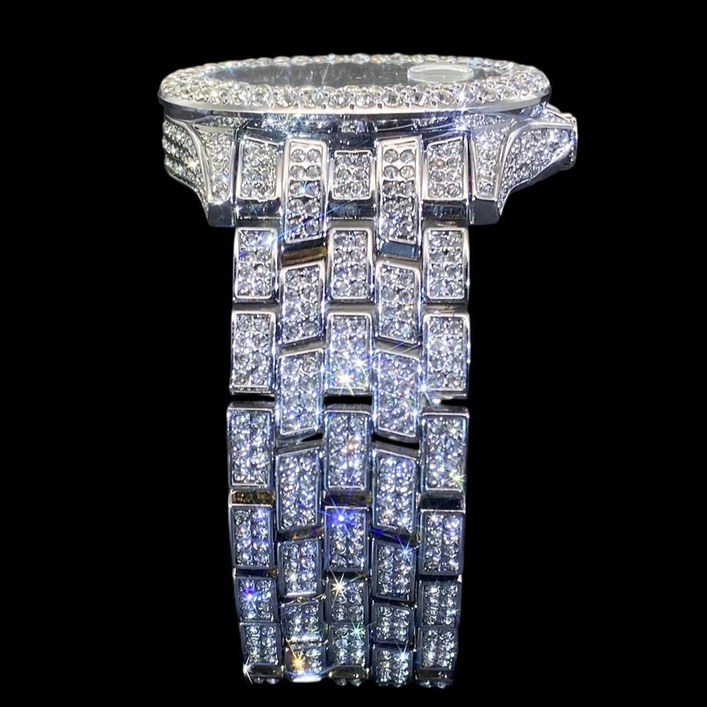 32mm Iced Out Roman Numeral Watch for Men – Stainless Steel LuxGlow™ Crystal Dial