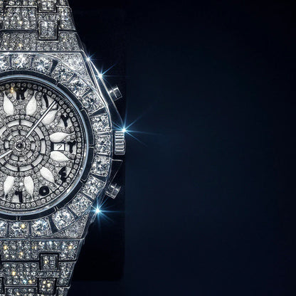Iced Out Watch – 35mm Hip-Hop Shiny Wrist Watch + FREE GIFT