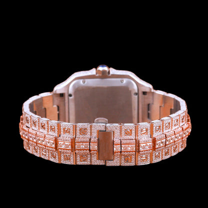 35mm Iced Out Watch –  VVS Moissanite Square Dial, Passes Tester