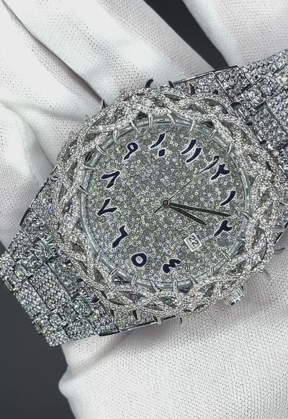 Iced-Out Watch – 35mm Round Wrist Watch for Men
